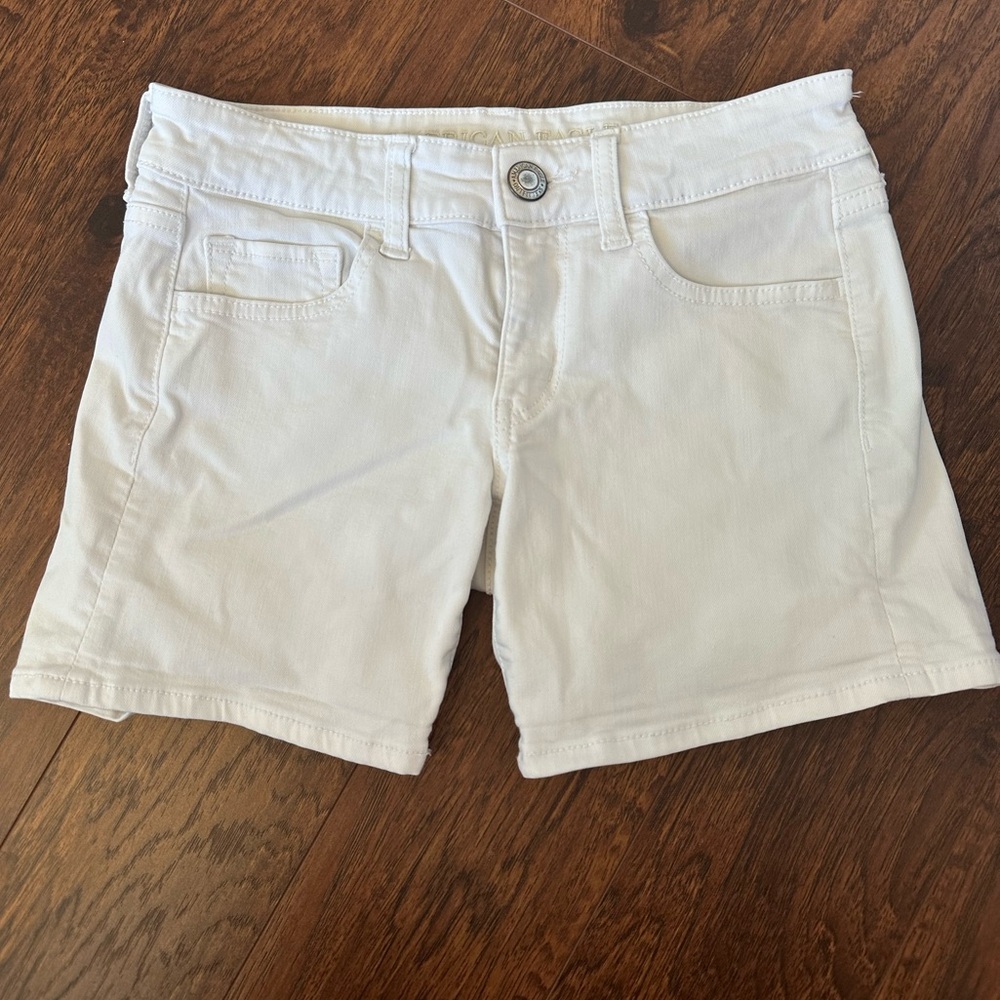 American Eagle Outfitters White Jean Shorts Mid-Length